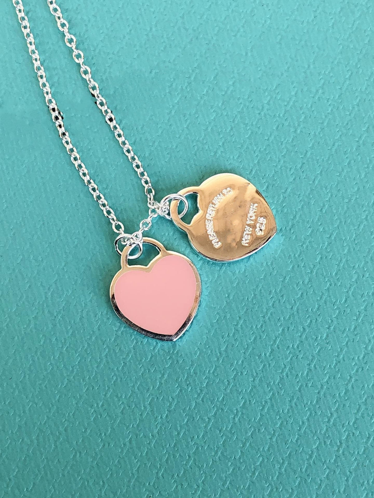 Tiffany Double Heart Pendant Silver Necklace