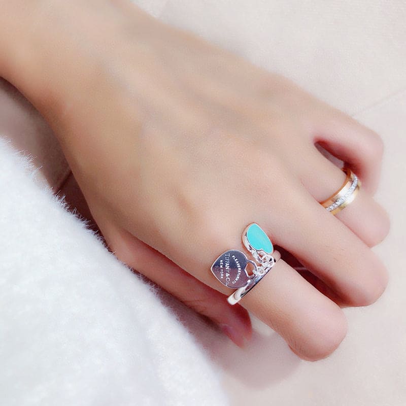 18K Tiffany Round & Heart Tag Ring