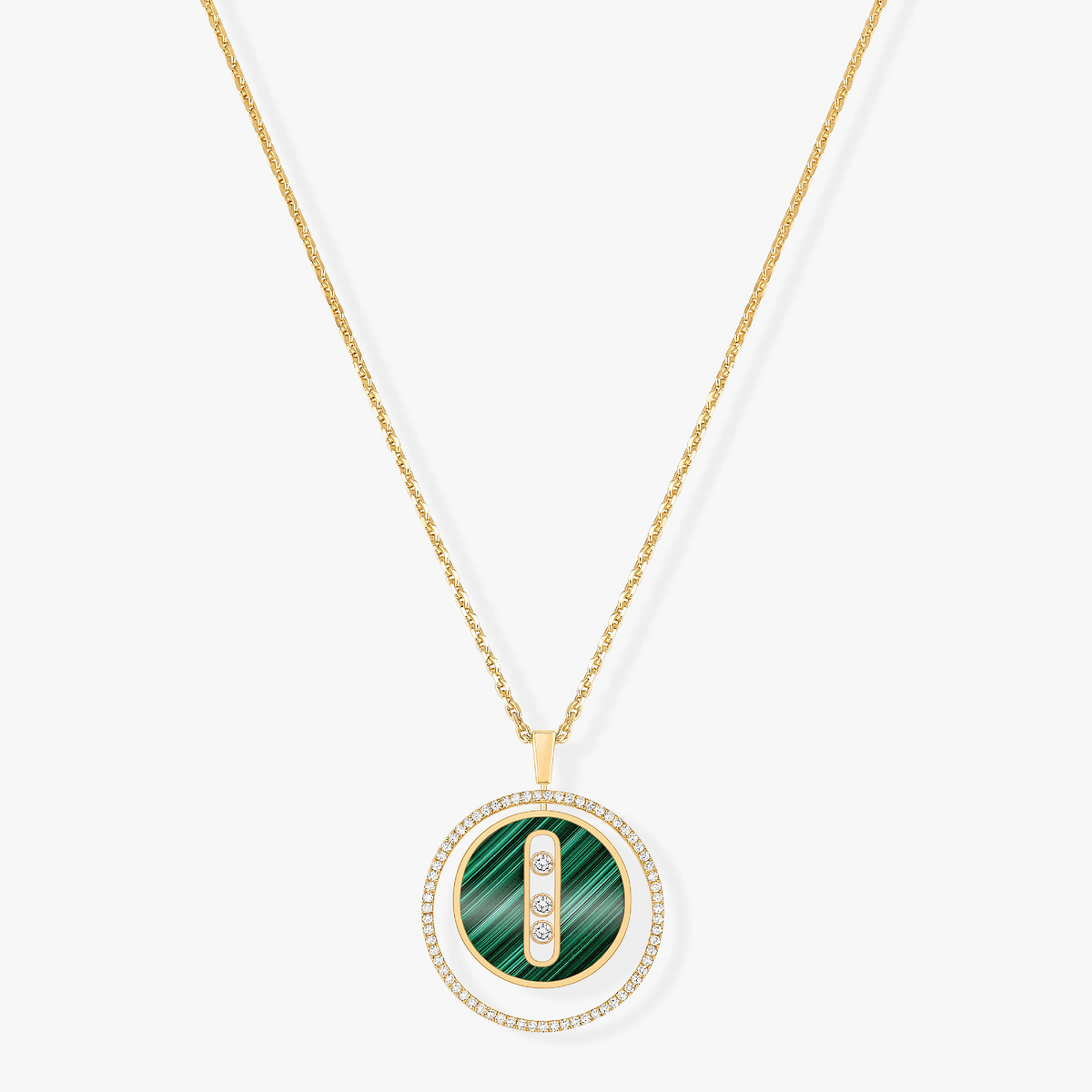 Messika Lucky Move 3 Cubic Zirconia Malachite Gold Necklace