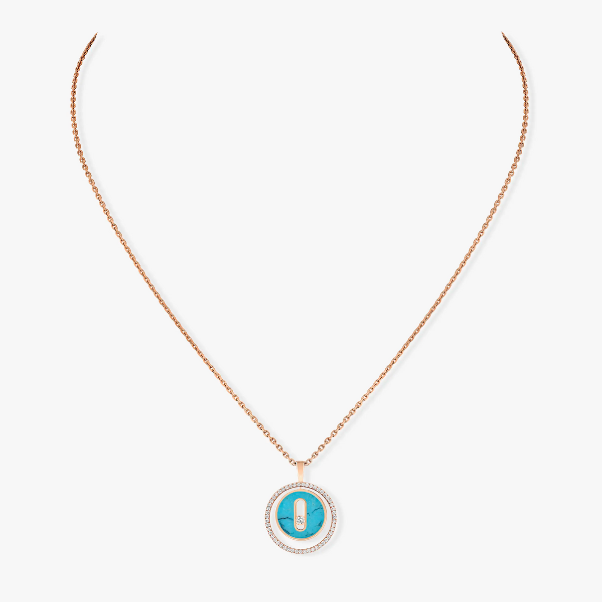 Messika Lucky Move 1 Cubic Zirconia Turquoise Pink Gold Necklace