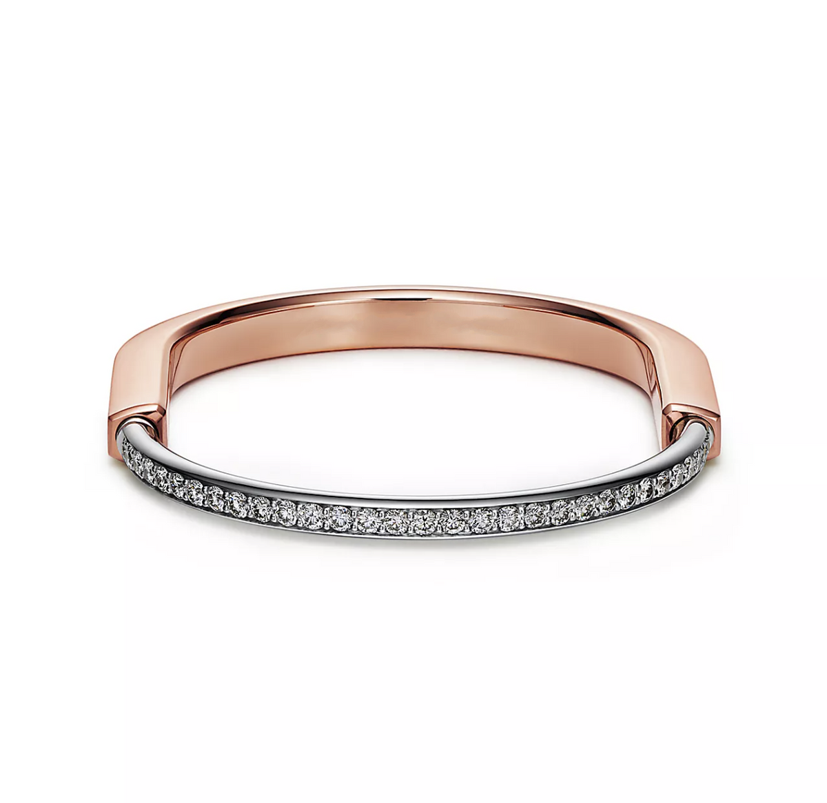 Tiffany Lock Bracelet Rose and White Gold Cubic Zirconia