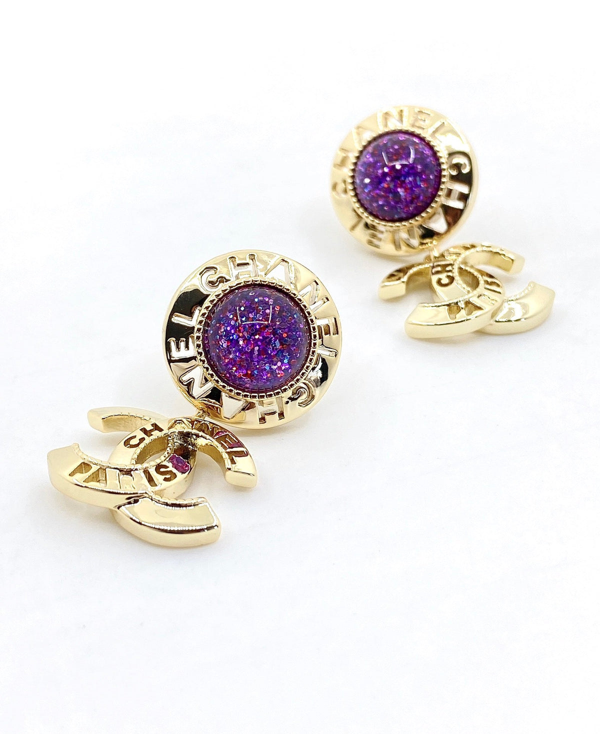 18K  Chanel Purple Crystals Earrings
